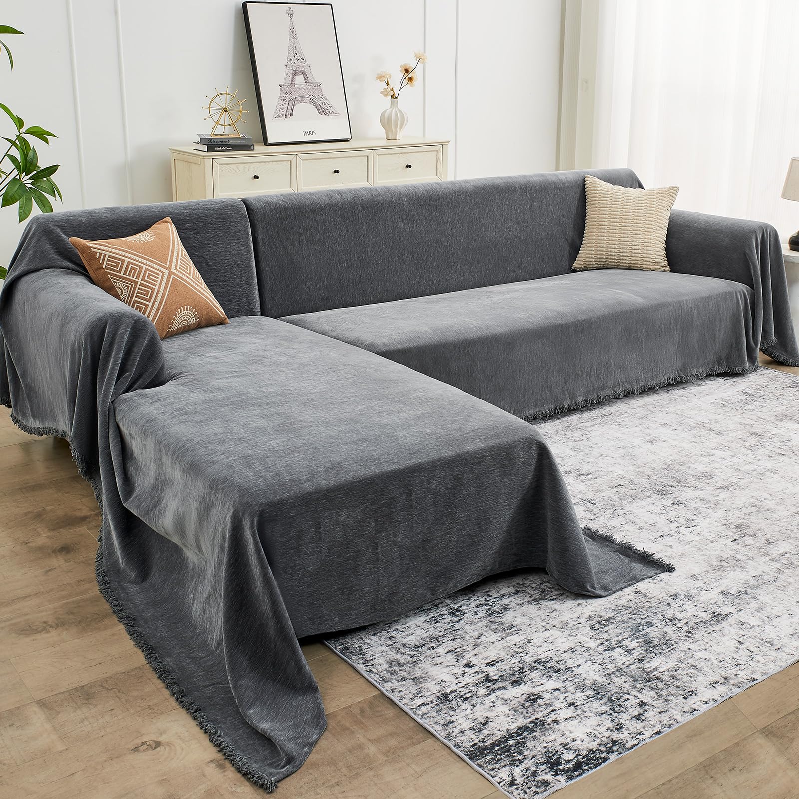 CAPALOCA front view of sectional cover renewing sofa appearance