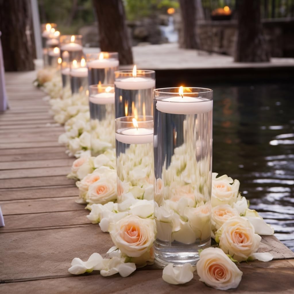 Capaniel floating candles in glass vase creating soft ambient light and elegant look