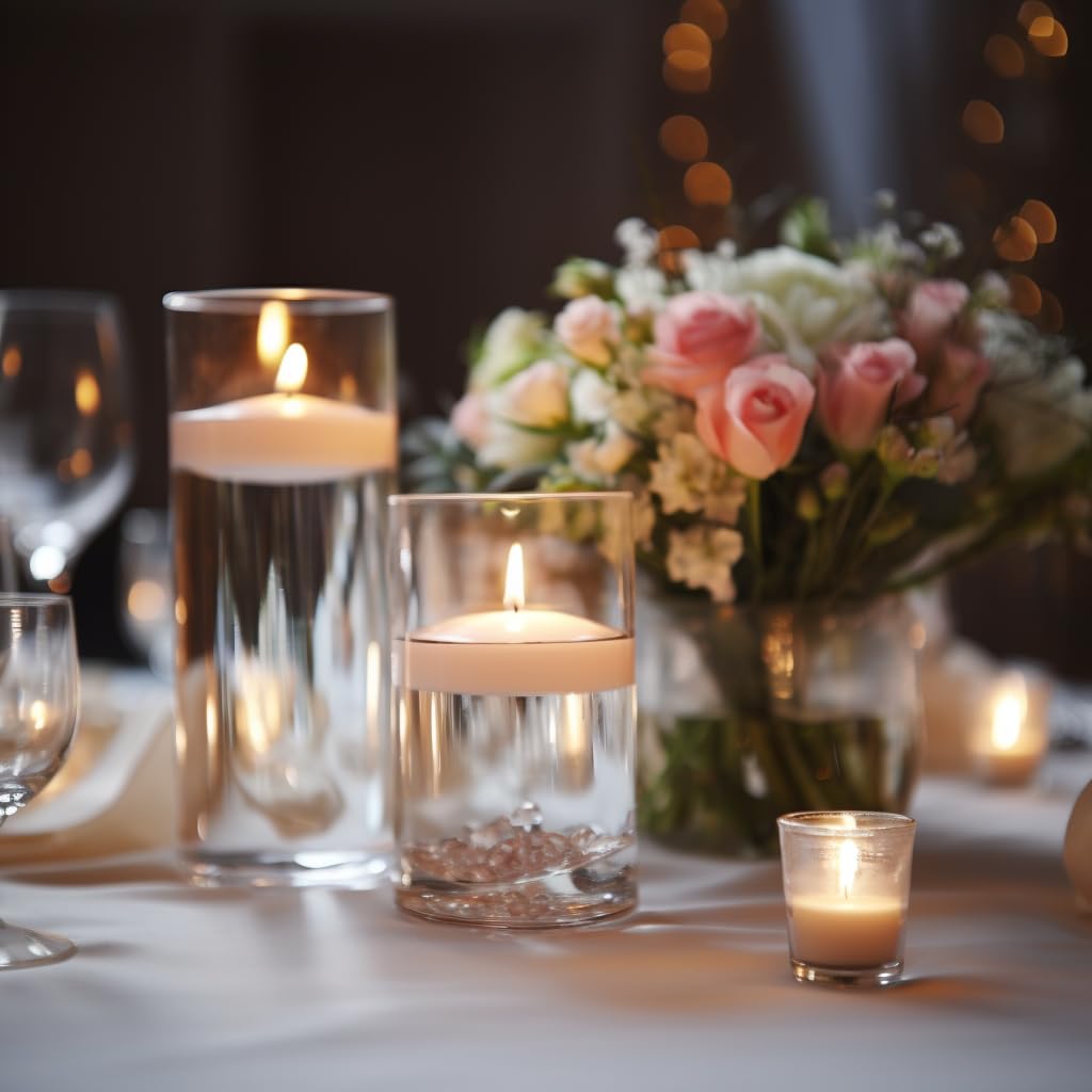 Capaniel floating candles in clear vase centerpiece creating elegant ambiance