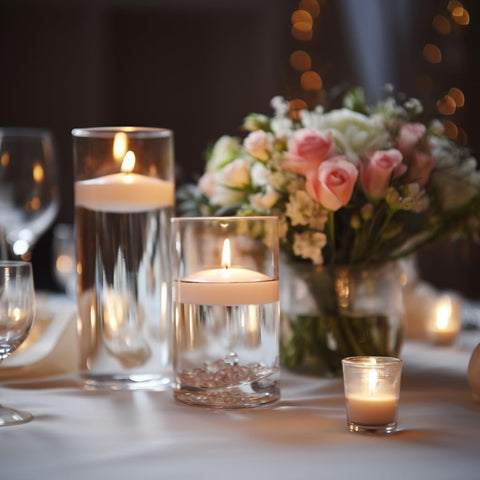 Capaniel floating candles in clear vase centerpiece creating elegant ambiance