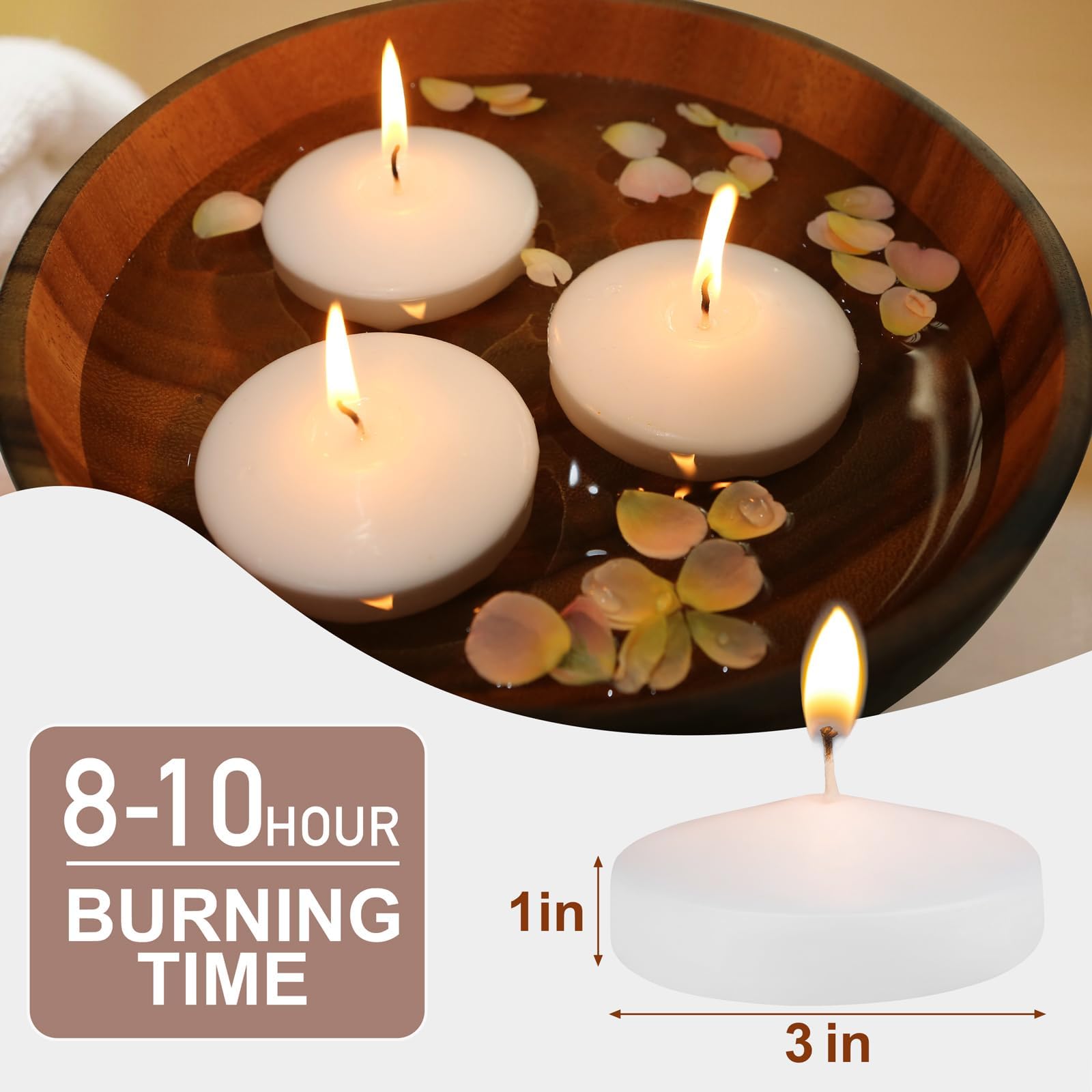 Capaniel floating candles in glass vase centerpiece, elegant table ambiance