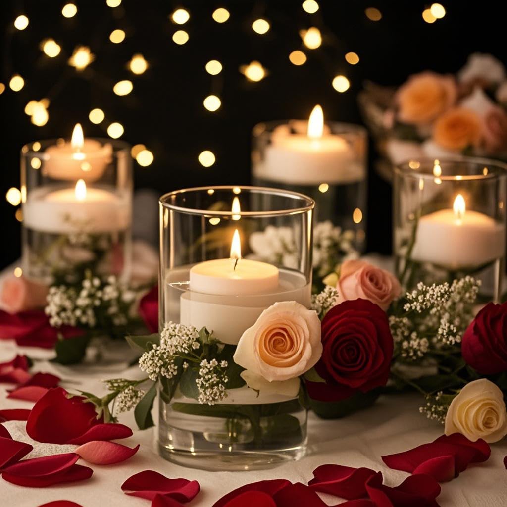 Capaniel floating candles in a pool illustrating large-event visual impact