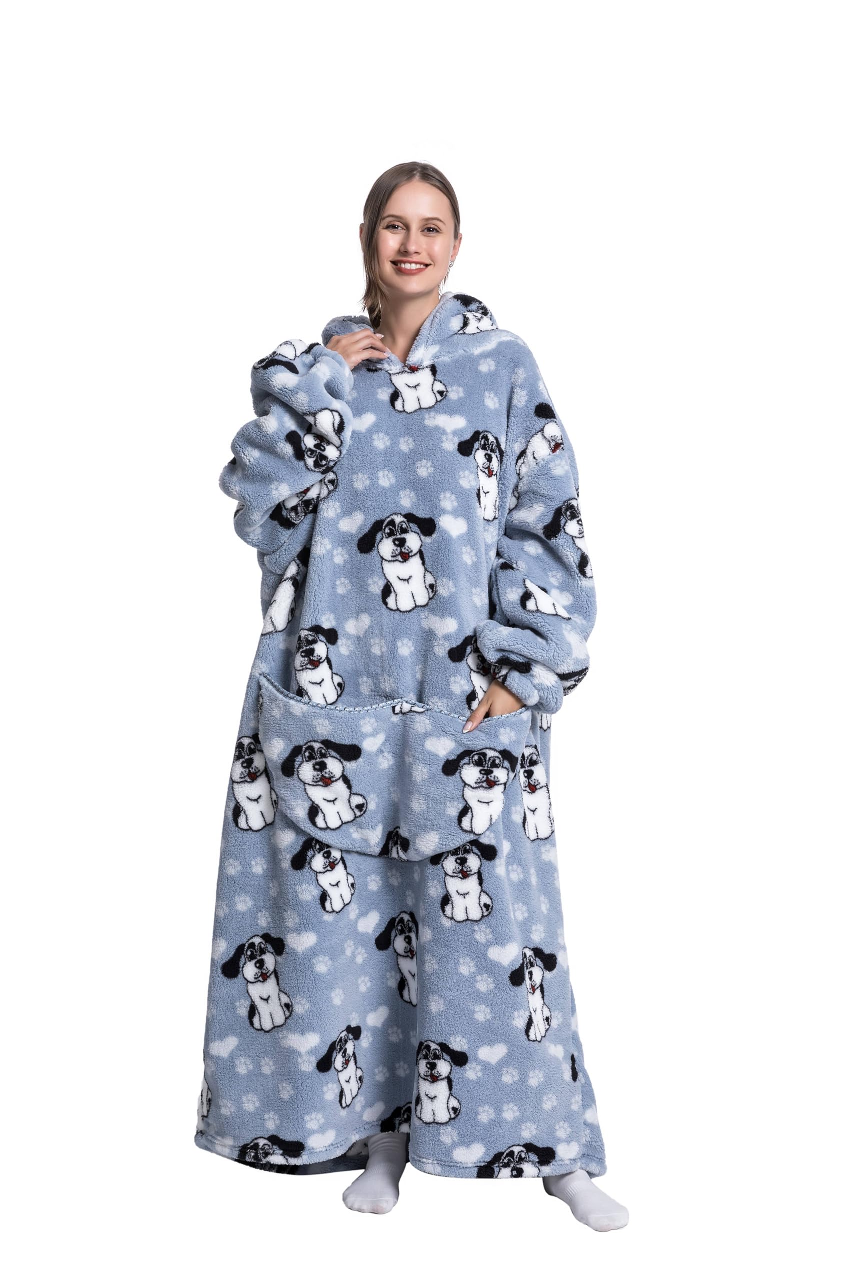 Capecage front view showing oversized fit and long length for full coverage