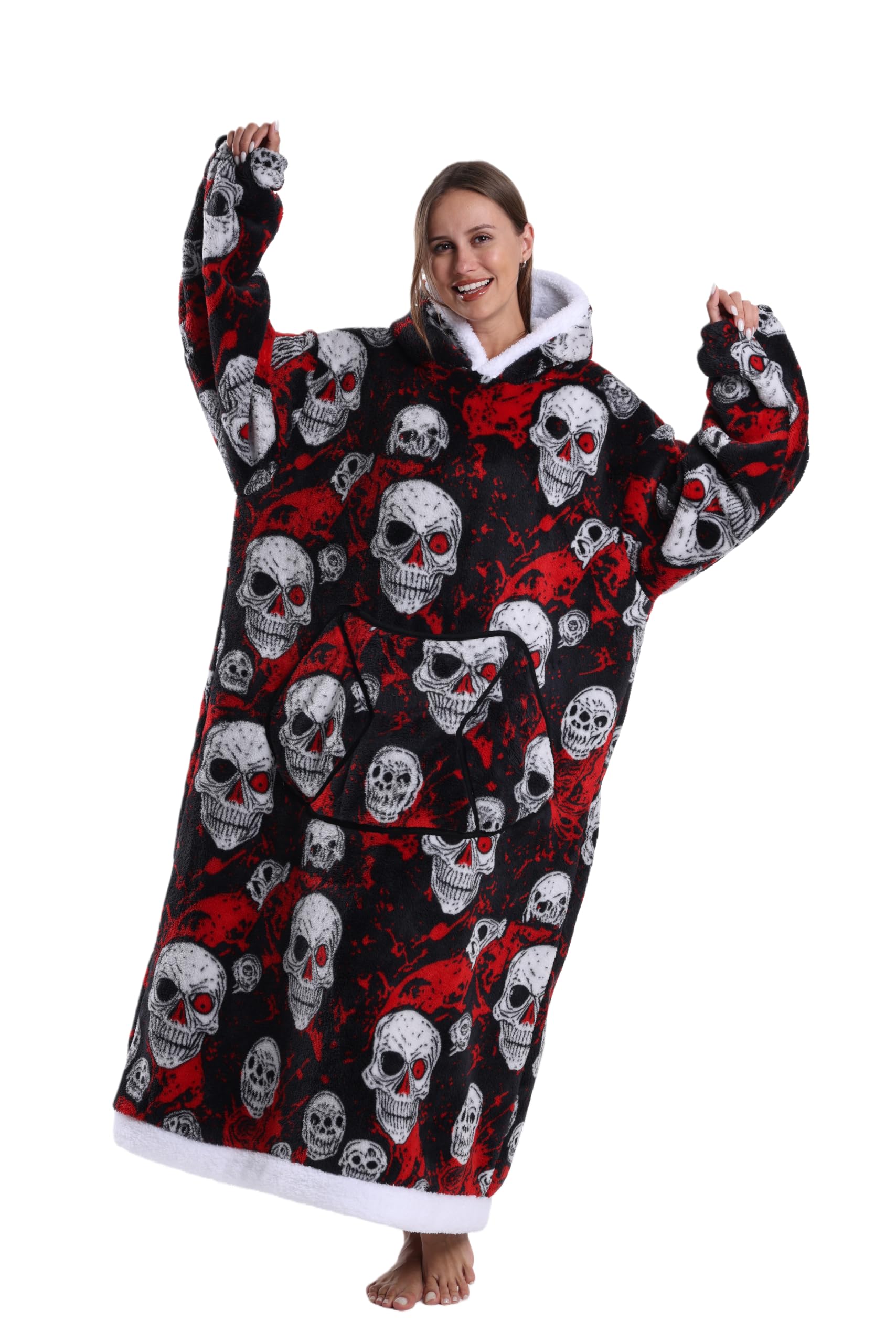 Capecage front view showing oversized hoodie blanket and cozy coverage benefit