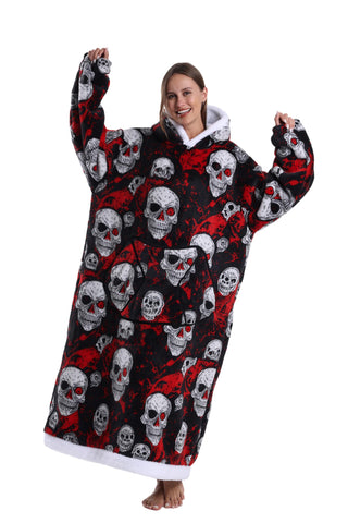 Capecage front view showing oversized hoodie blanket and cozy coverage benefit