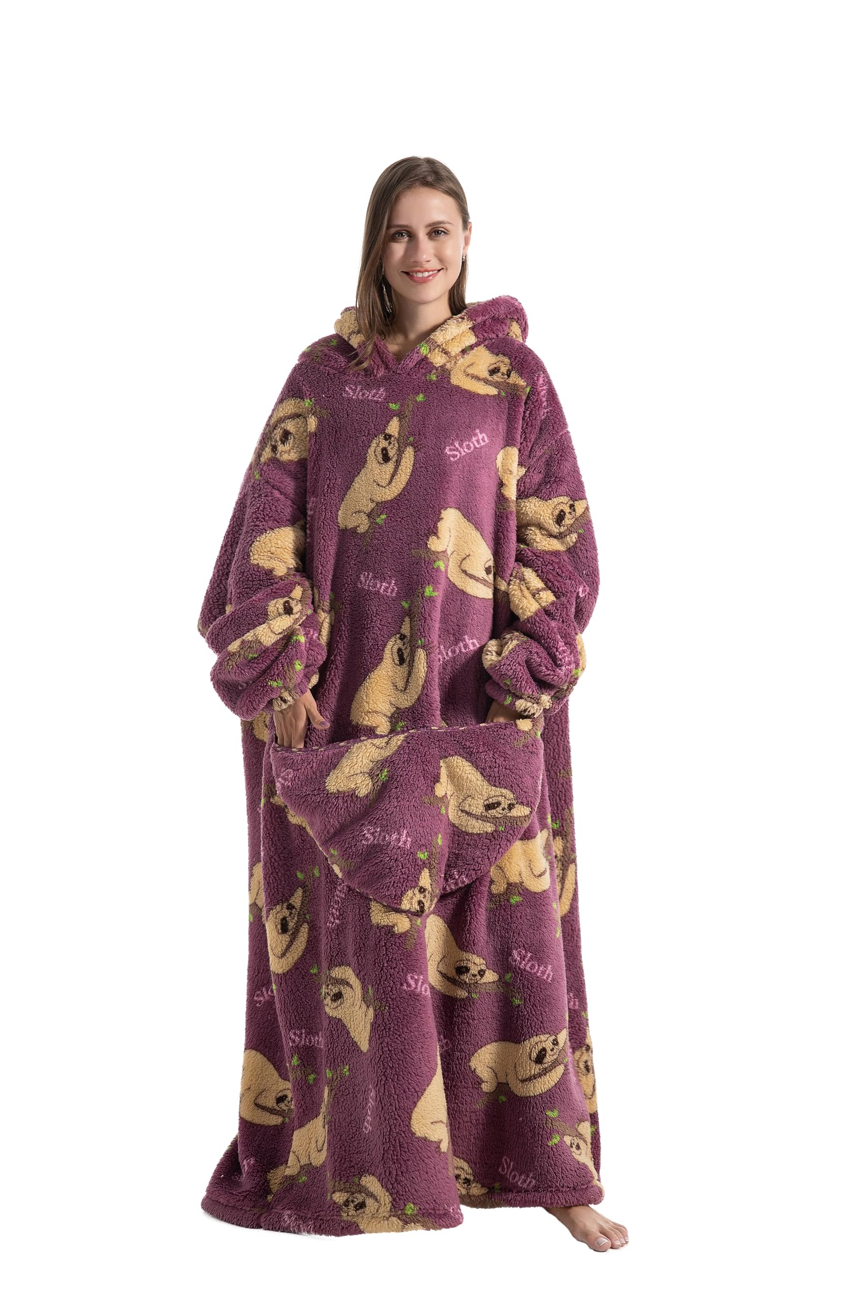 Capecage front view hoodie showing full length and oversized fit for cozy coverage