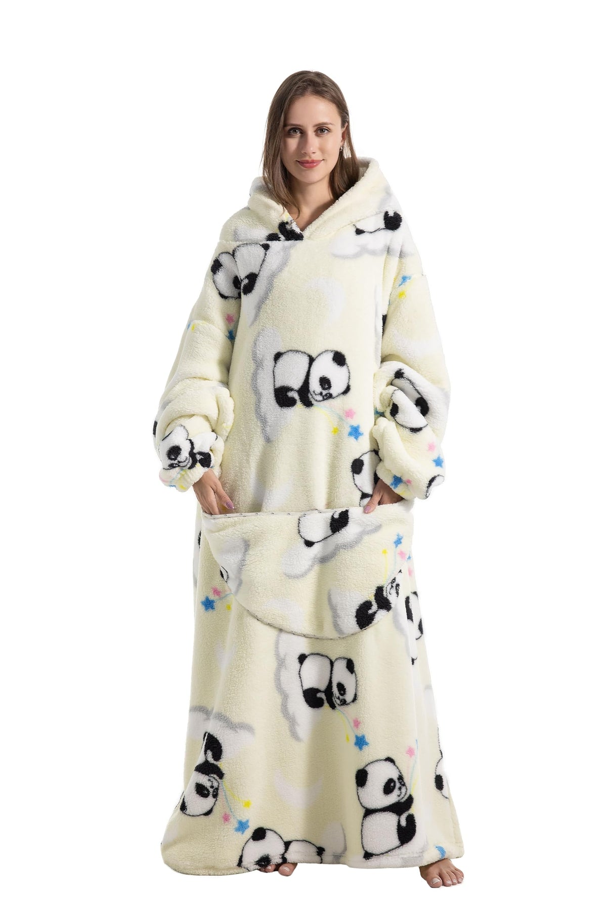 Capecage front view oversized hoodie showing full coverage and easy wearability