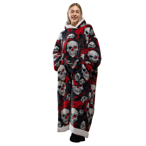 Capecage worn outdoors at dry campsite showing cozy portable warmth benefit