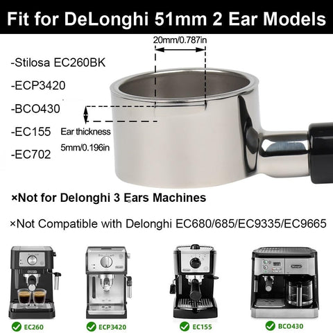 CAPFEI closeup of included 51mm stainless steel filter basket for consistent dosing