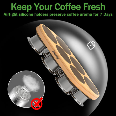 CAPMESSO aluminium lids and scoop displayed for easy sealing and filling