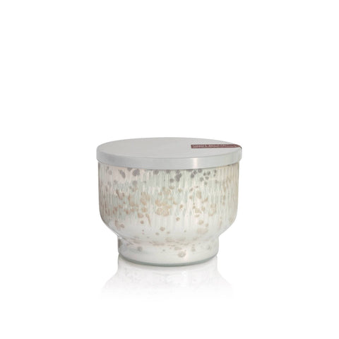 Capri Blue front view of mercury jar candle, elegant holiday decor