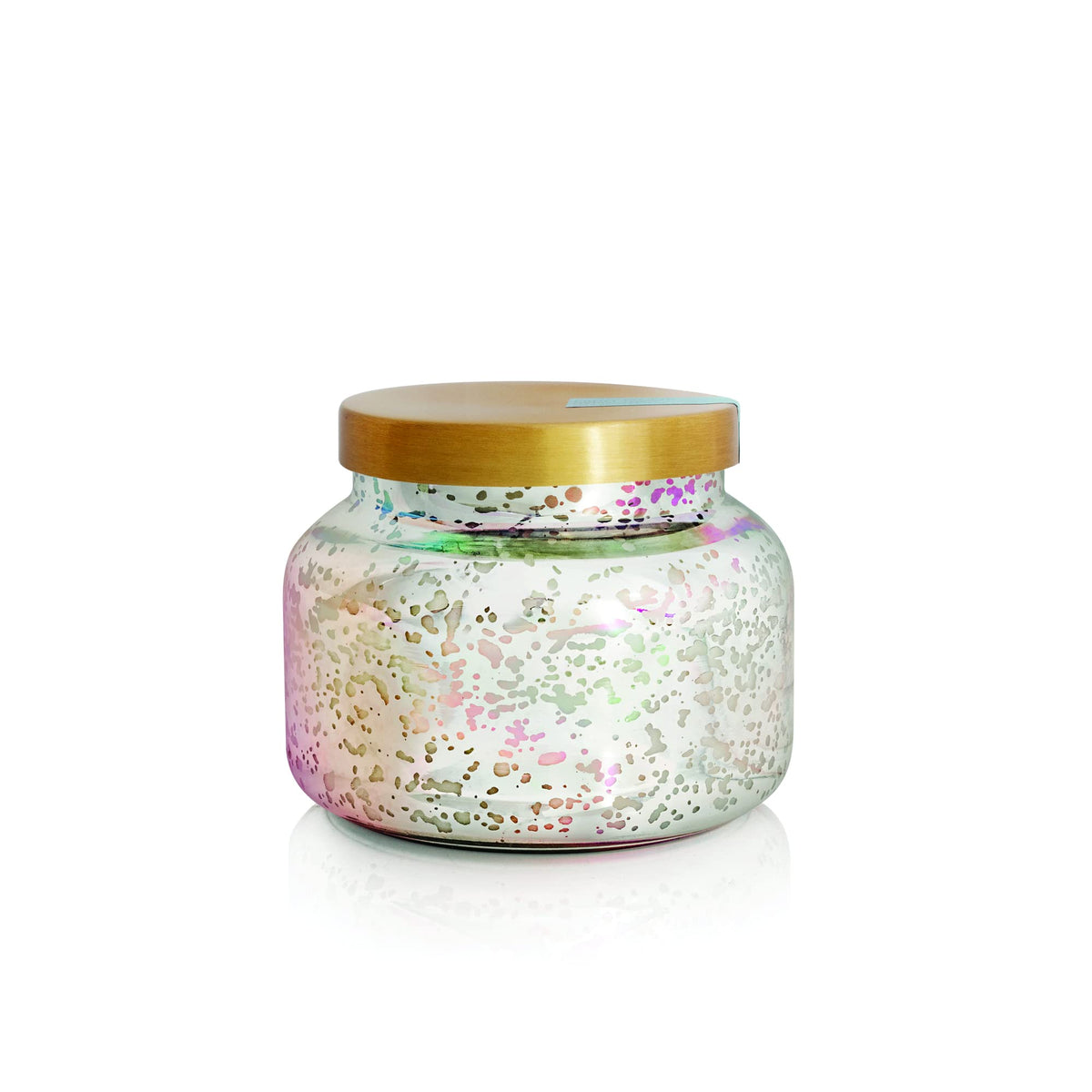 Capri Blue front view of iridescent jar showcasing elegant decor and lasting scent