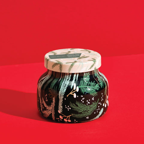 Capri Blue close-up of Pattern Play holiday glass jar texture and festive detail