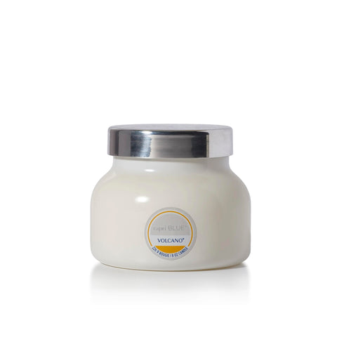 Capri Blue Volcano front packaging showing white jar and label, elevates décor