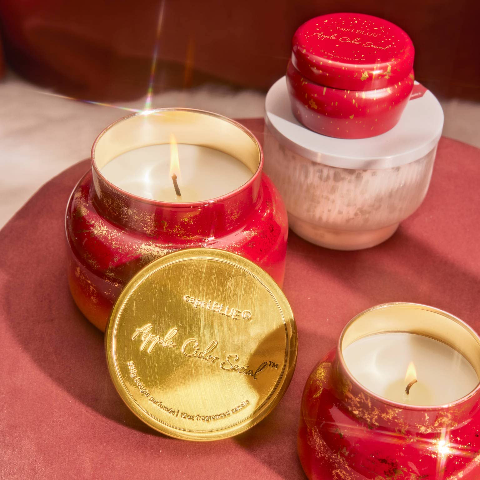 Capri Blue wax and wick detail showing clean soy-blend burn and safe lead-free wick
