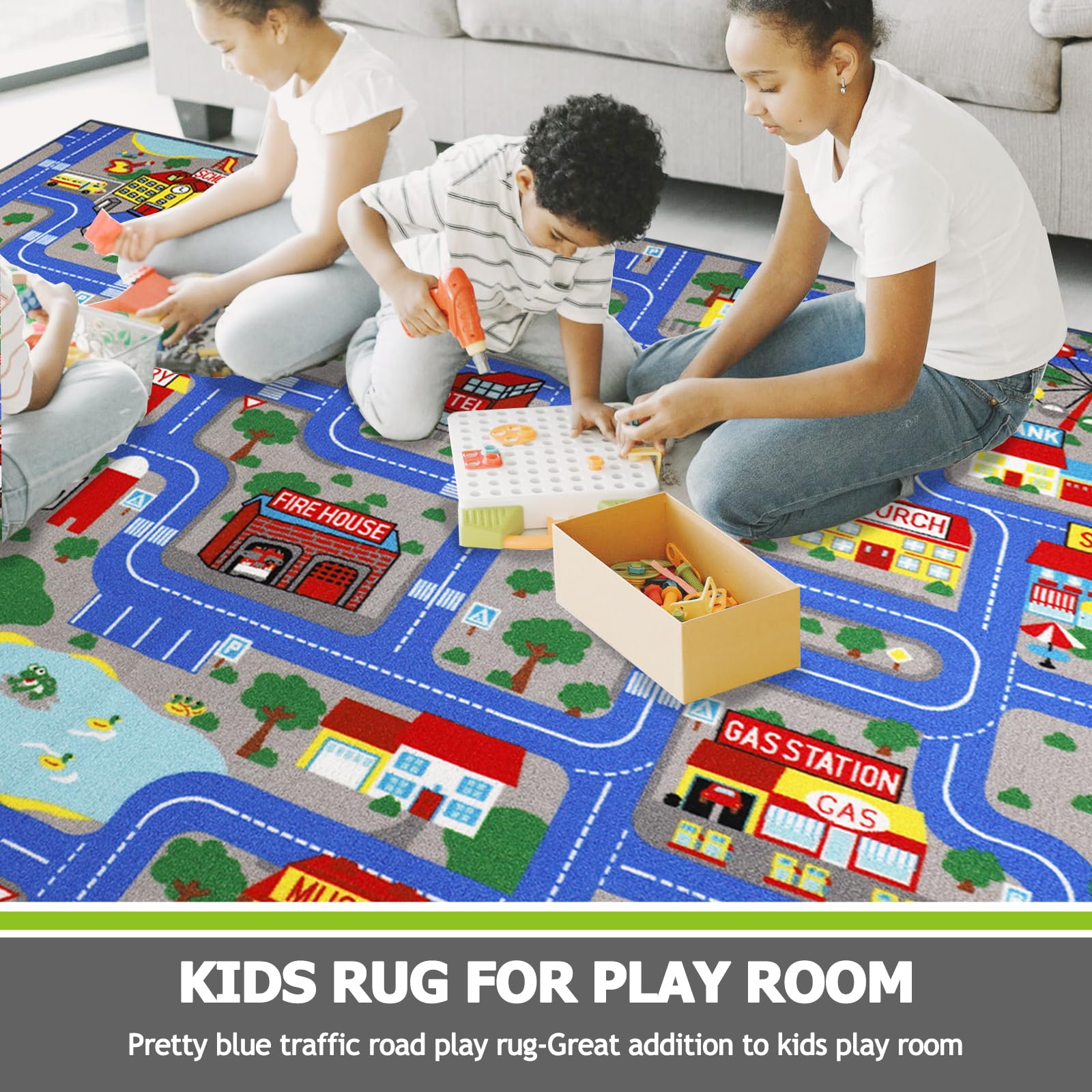 Capslpad nursery lifestyle scene shows rug enhancing bedroom play area