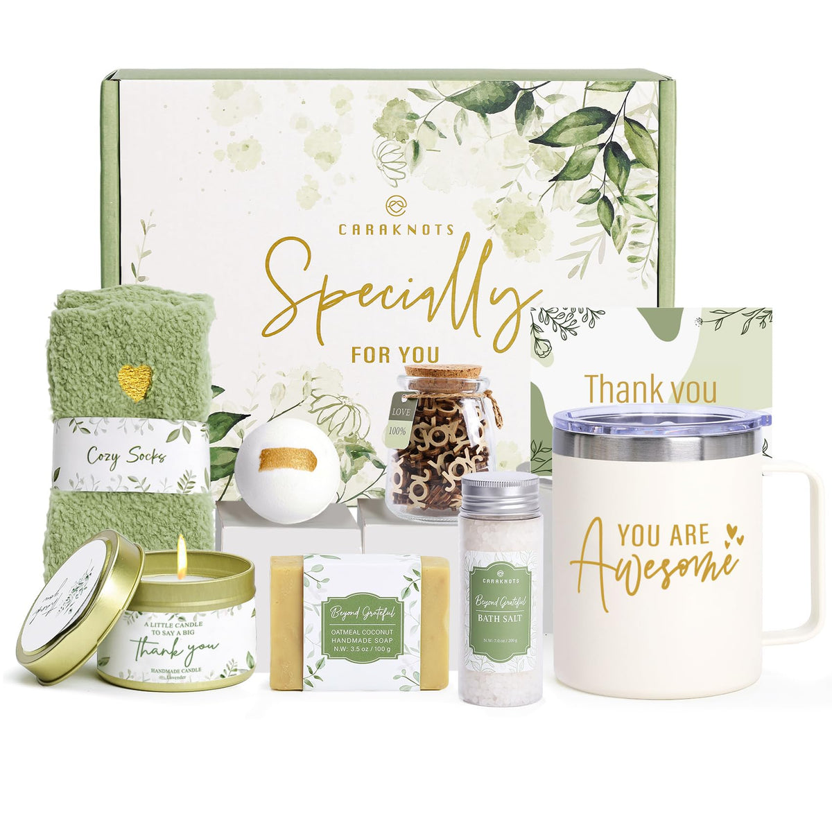 CARAKNOTS sage green box front view showing premium ready-to-gift presentation