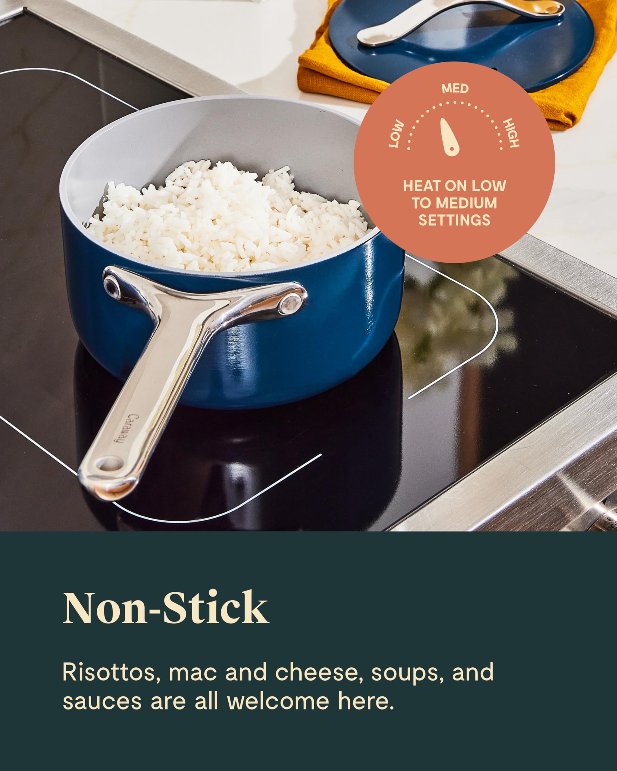 Caraway saucepan being poured demonstrating drip-free serving benefit