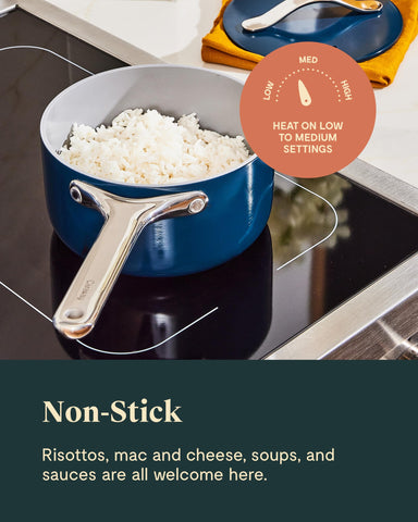 Caraway saucepan being poured demonstrating drip-free serving benefit