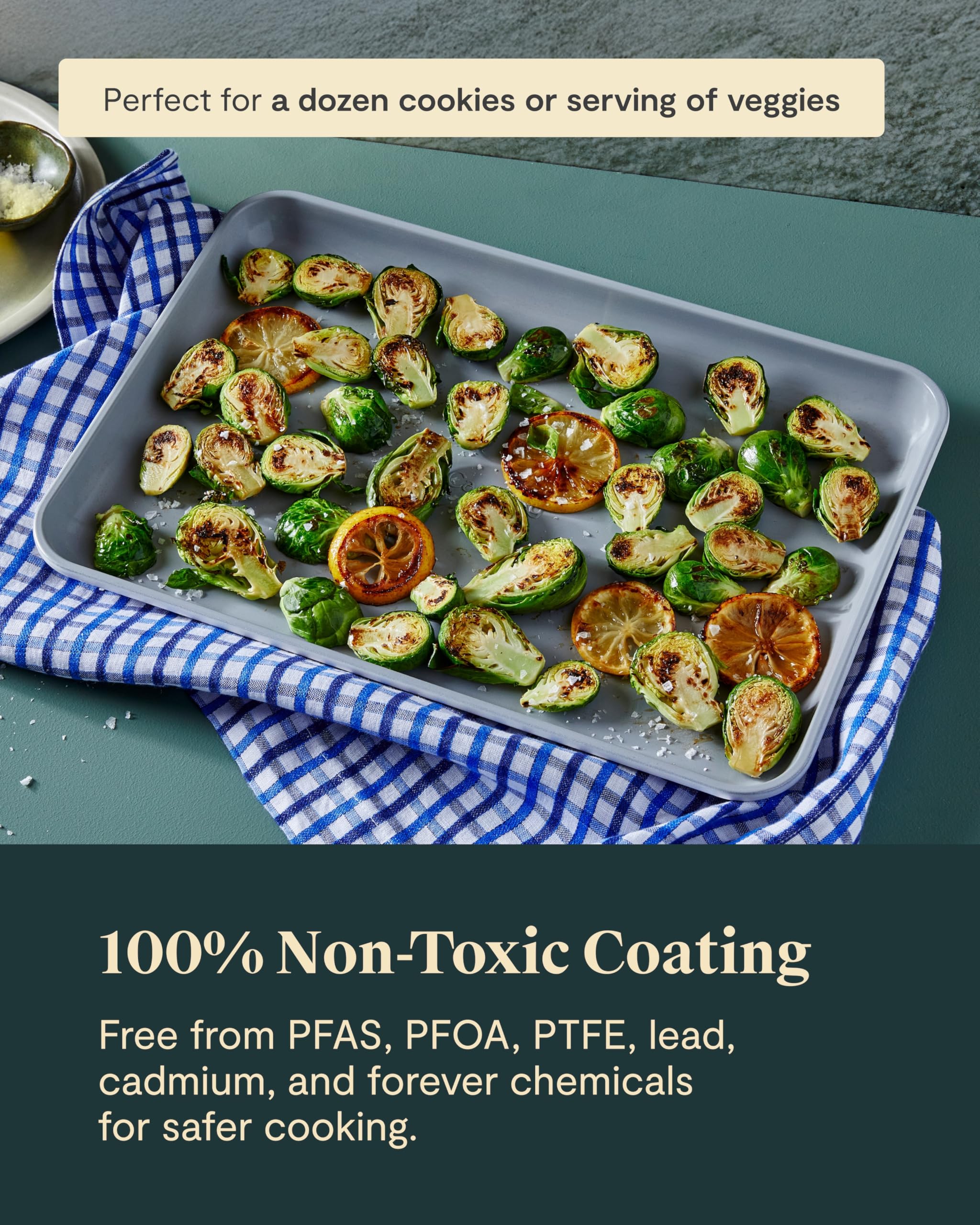Caraway baking sheet inside oven demonstrating high-heat use up to 550°F safely