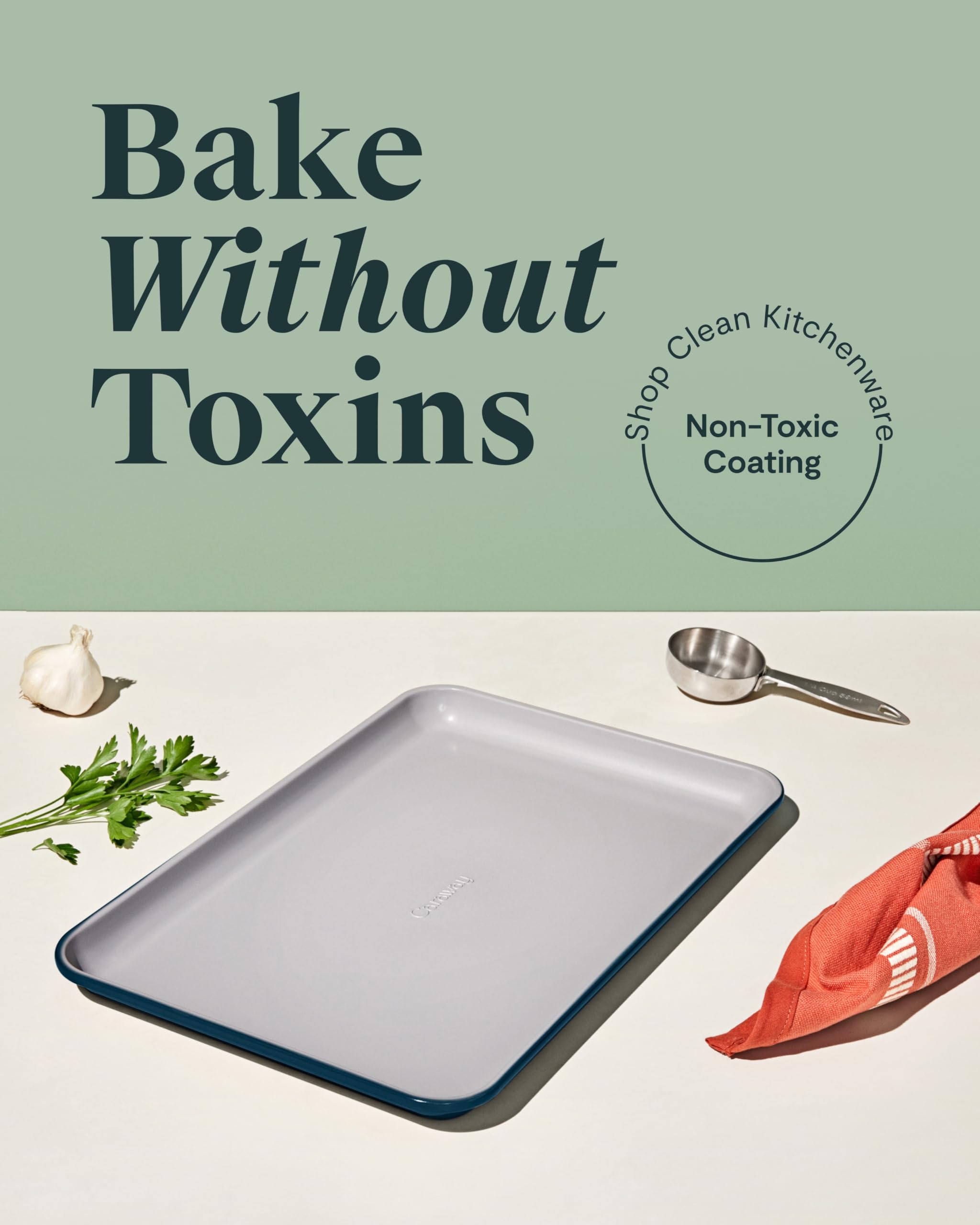 Caraway close-up of ceramic coating texture highlighting smooth release and simple cleanup