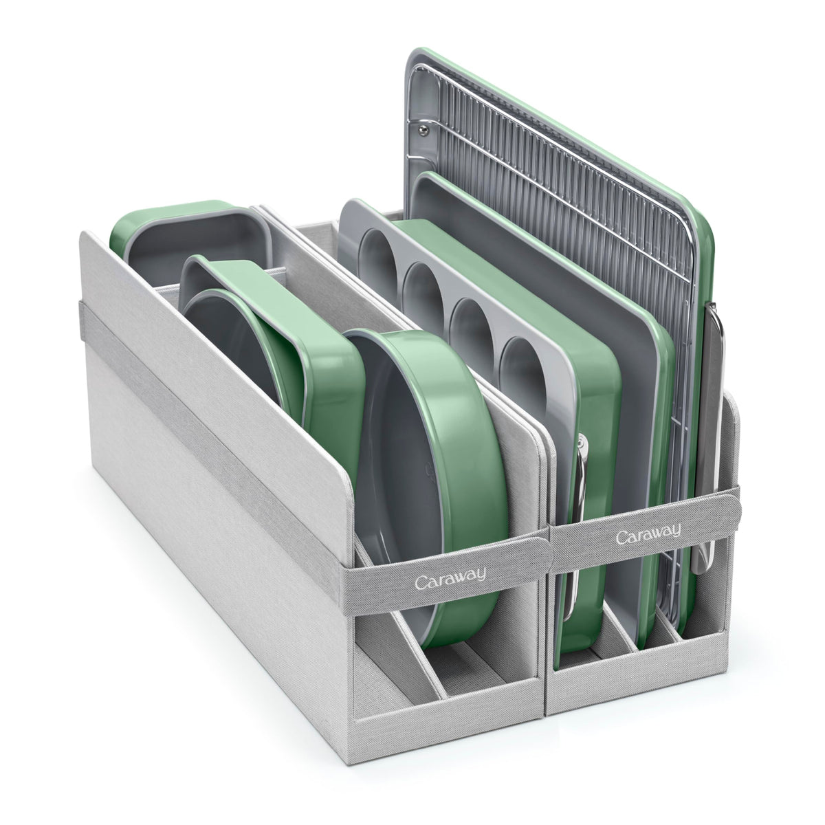 Caraway bakeware collection front view showing complete set and organized layout for simplicity