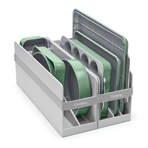 Caraway bakeware collection front view showing complete set and organized layout for simplicity