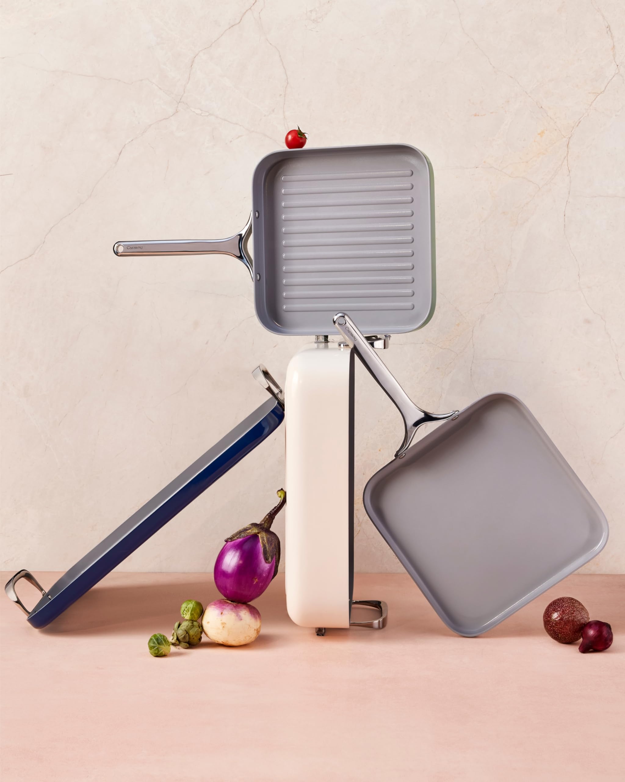 Caraway griddle set on brunch table with cooked spread illustrating hosting and family-style serving