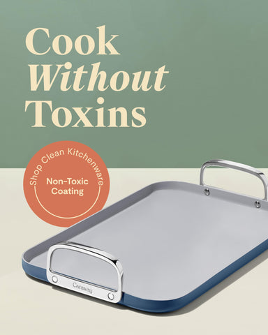 Caraway griddle ceramic-coated surface close-up for effortless release benefit