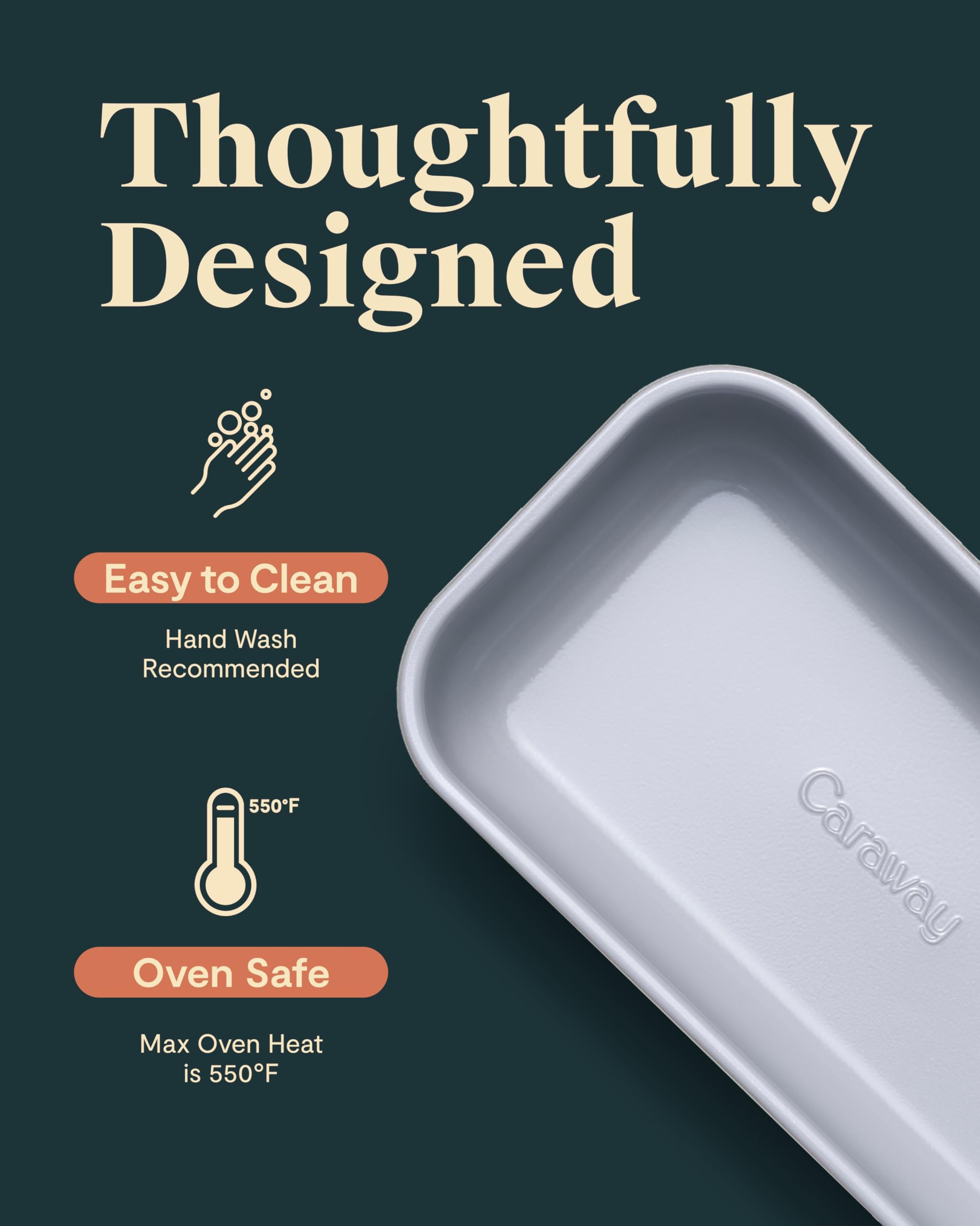 Caraway loaf pan side profile demonstrating sturdy steel construction