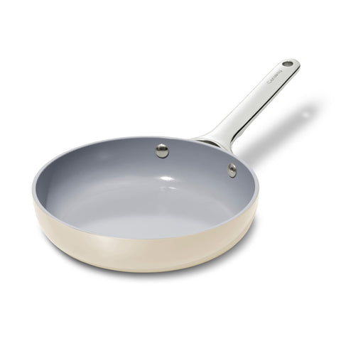 Caraway mini fry pan front view showing compact design and easy handling