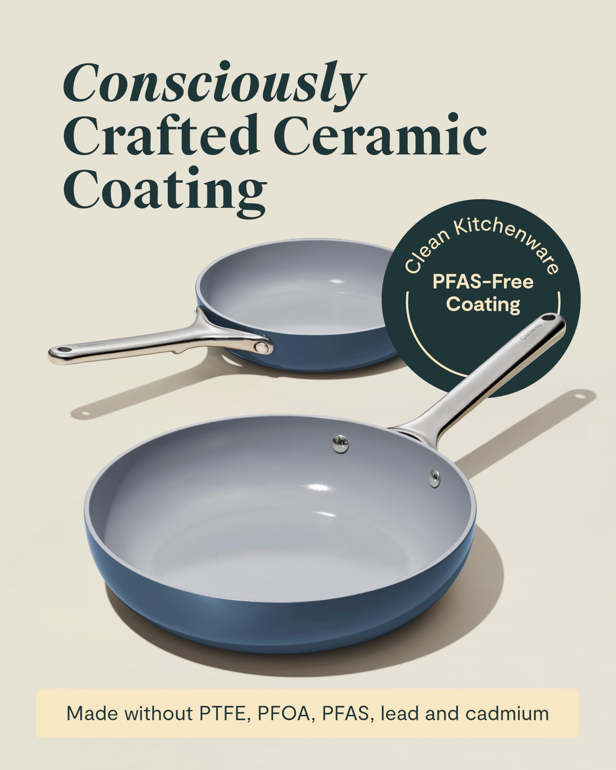 Caraway pan in use frying egg to show even cooking and effortless food release benefits