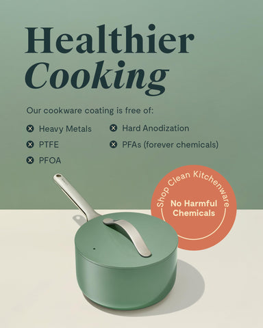Caraway saucepan on stove cooking sauce demonstrating even heating benefit