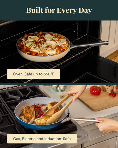 Caraway pan side profile and handle detail offering secure grip and balance