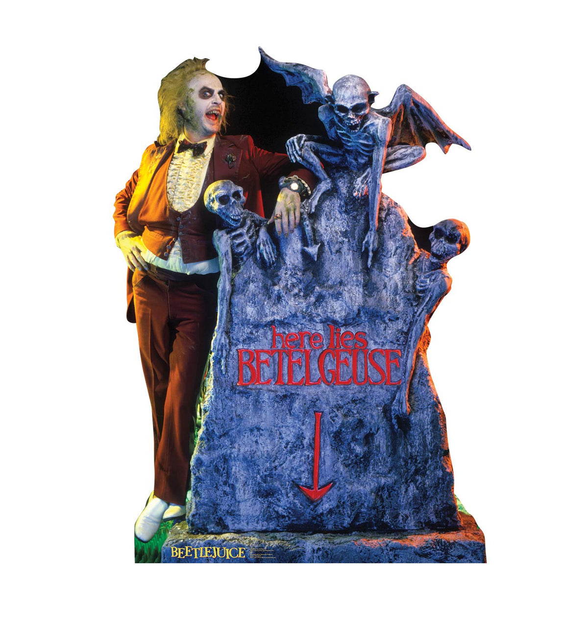Cardboard People Beetlejuice front view showing full life-size presence and photo appeal