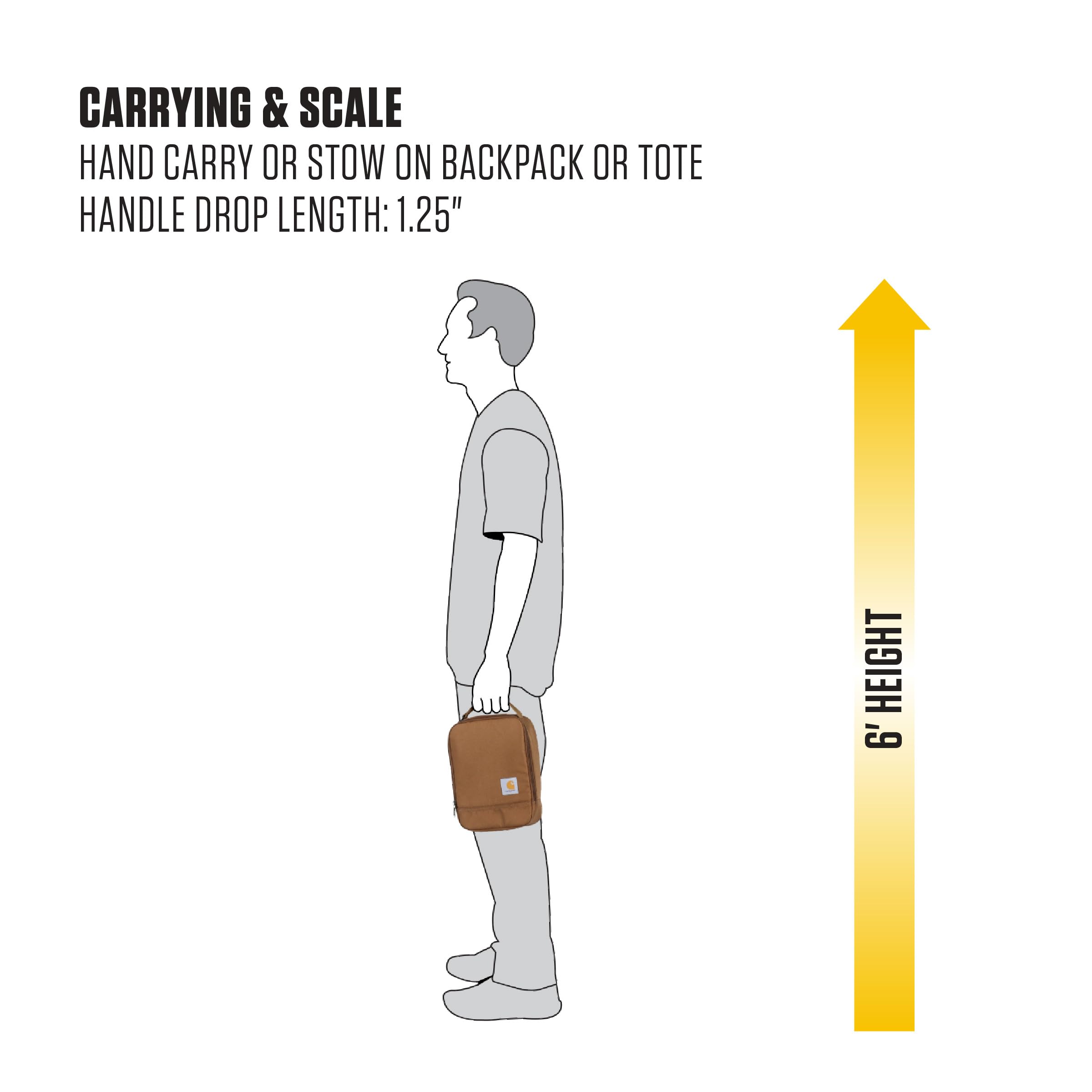 Carhartt lunch box fabric closeup showing Rain Defender finish repelling light rain