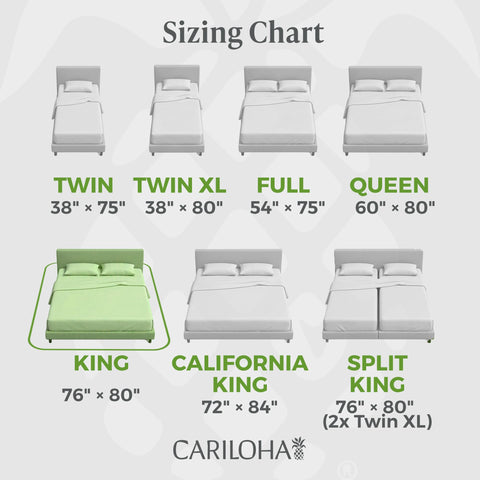 Cariloha sheets next to mattress showing deep-pocket scale benefit