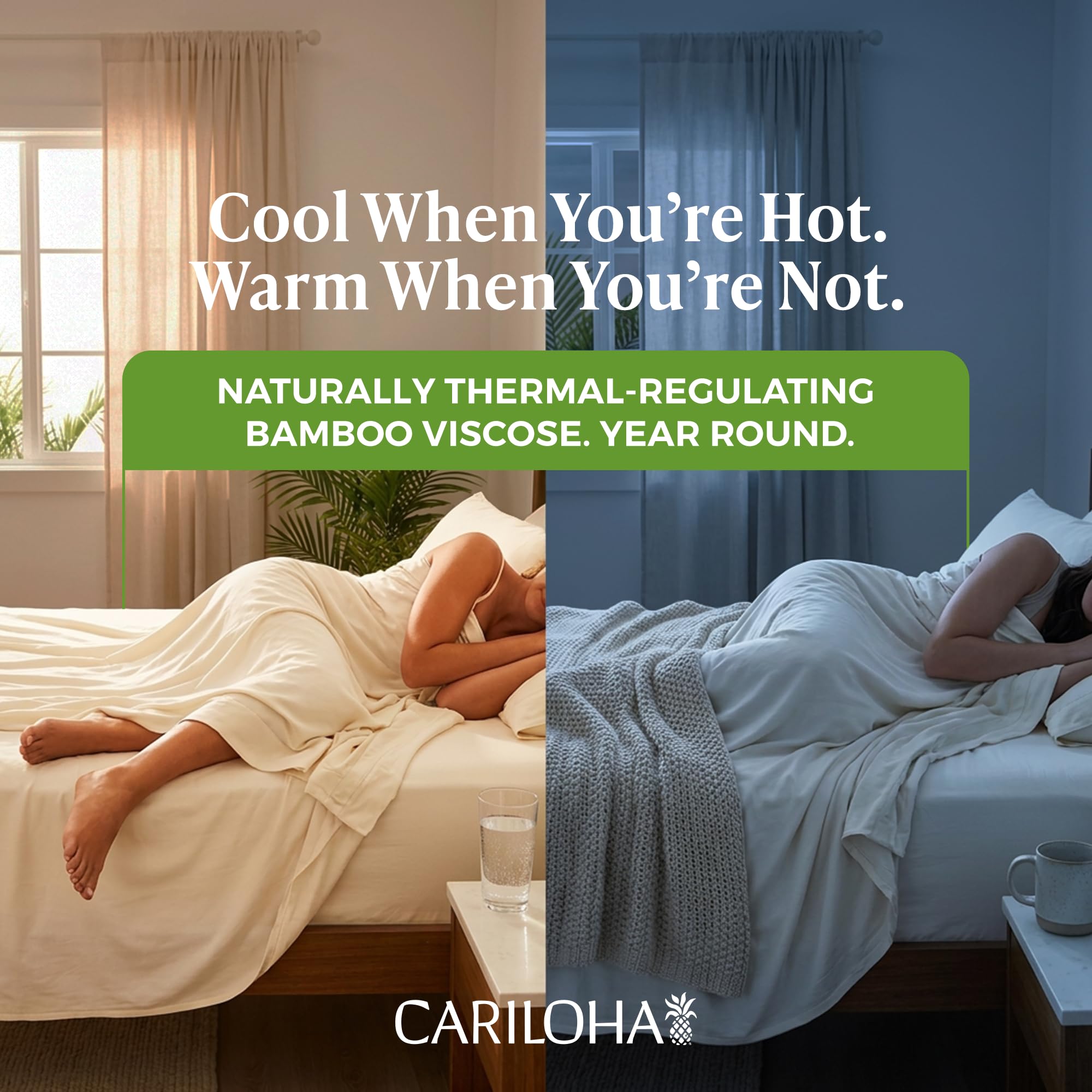 Cariloha flat sheet folded in Natural color demonstrating smooth drape and neutral style