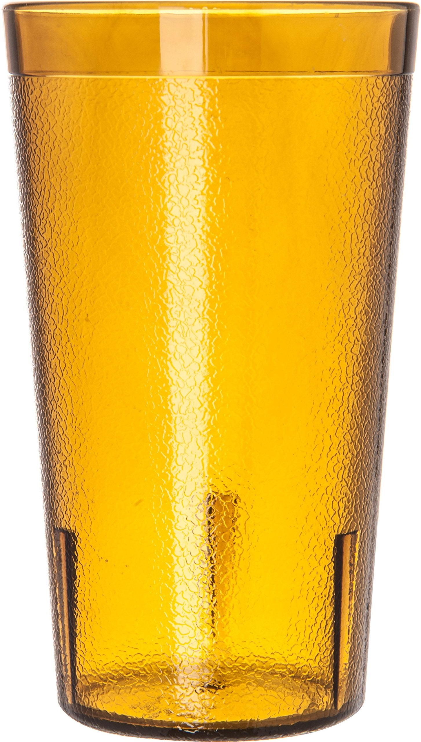 Carlisle amber tumblers stacked neatly to save space in busy storage