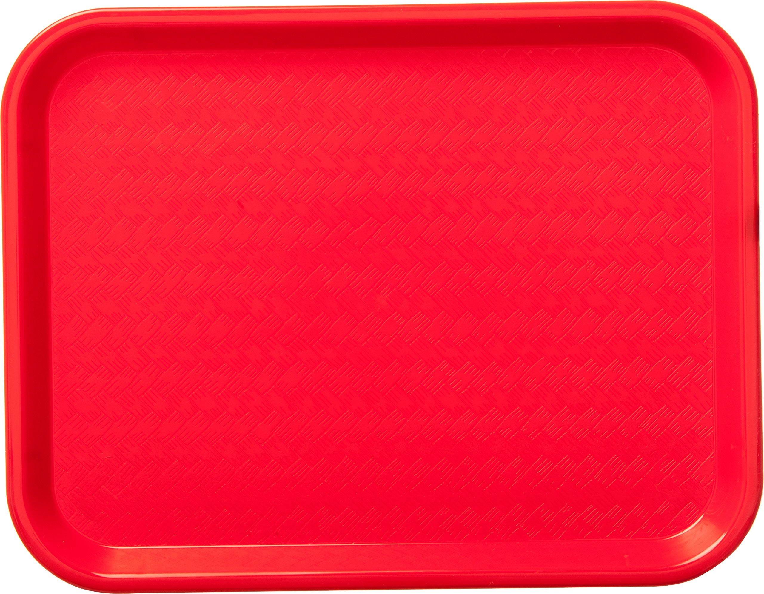 Carlisle tray beside a plate for scale to show 10 by 14 inch space-saving size