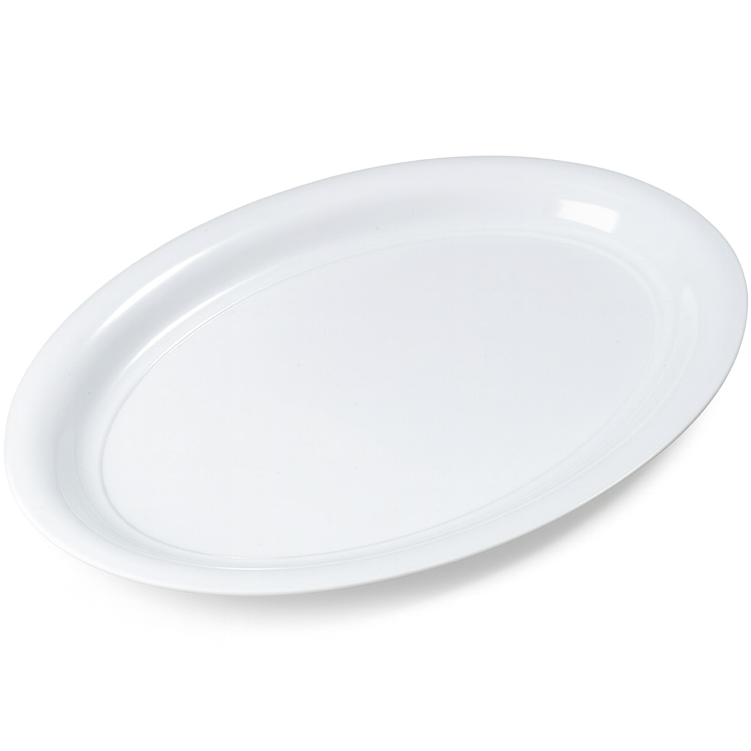 Carlisle Displayware front view of 21x15 white platter showcasing elegant presentation