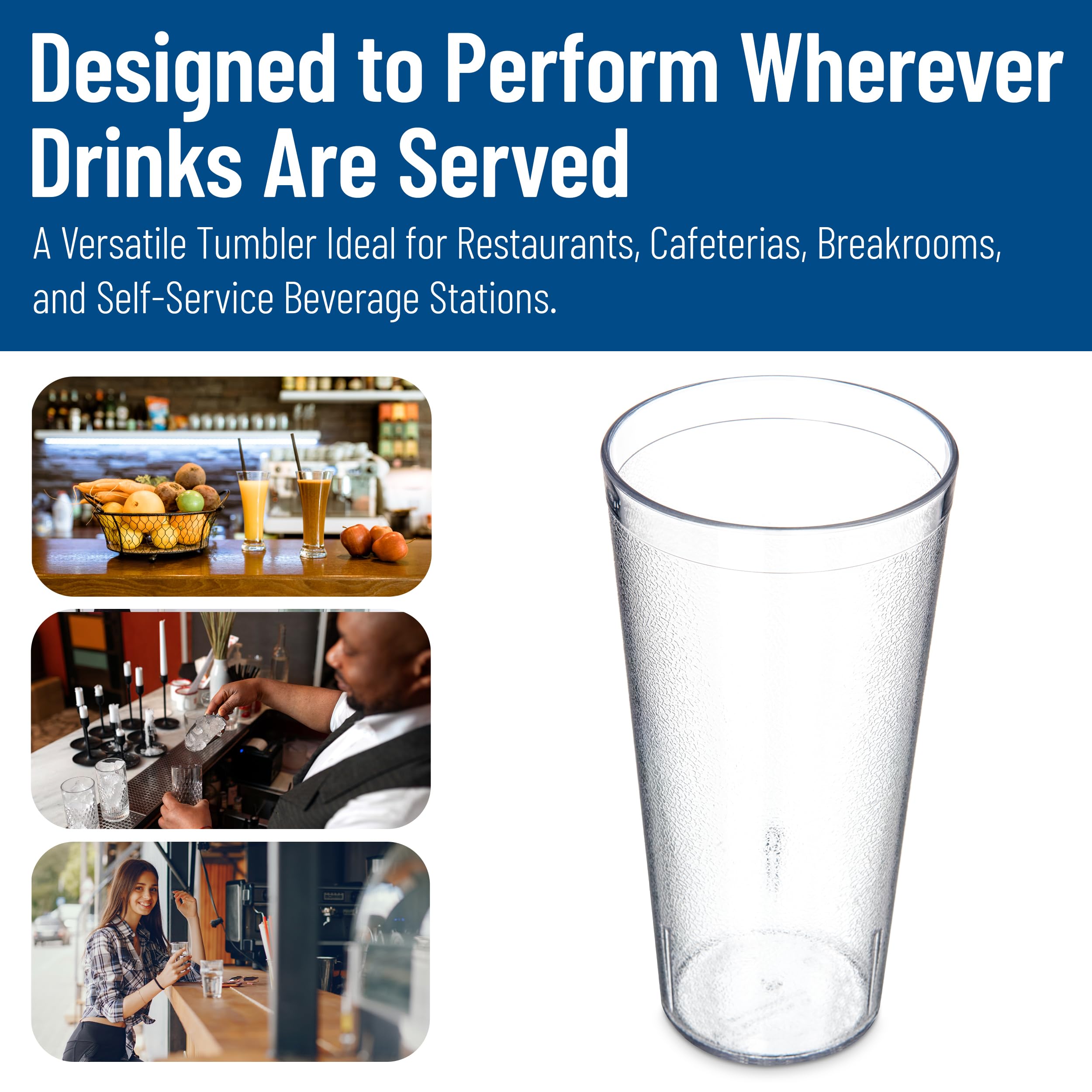Carlisle tumblers on outdoor patio table highlighting lightweight, durable outdoor benefit