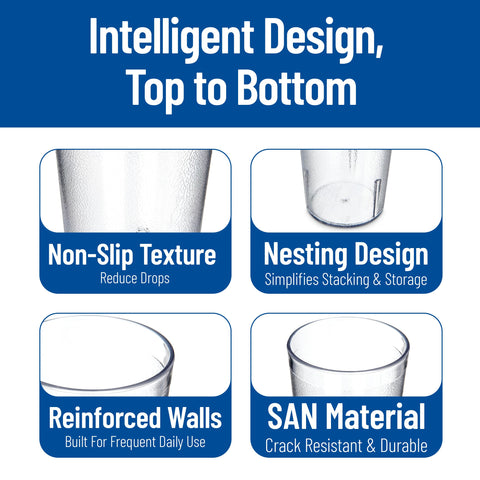 Carlisle tumbler held in hand showing 12 oz scale and comfortable handling