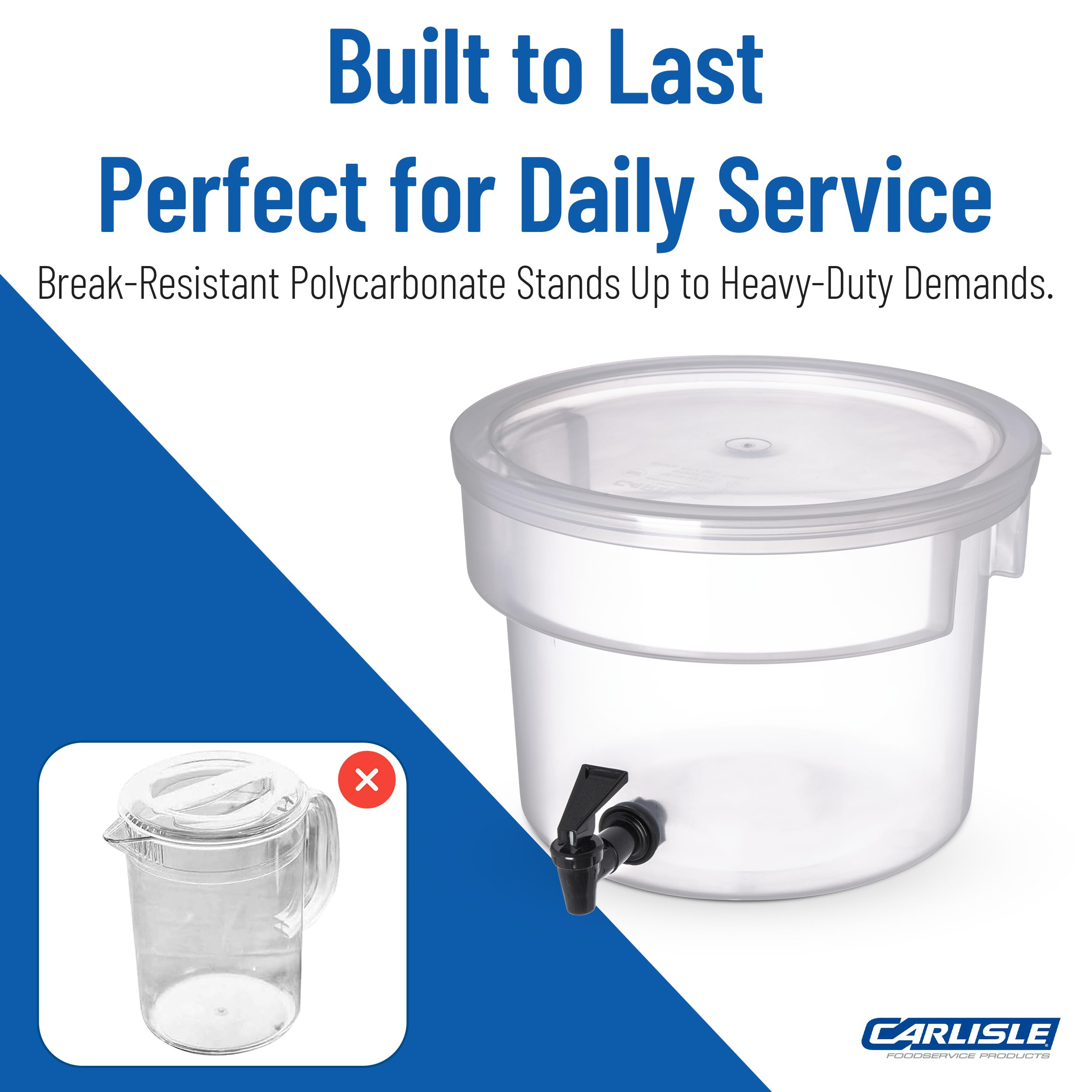 Carlisle size scale with cups illustrating three-gallon capacity benefit