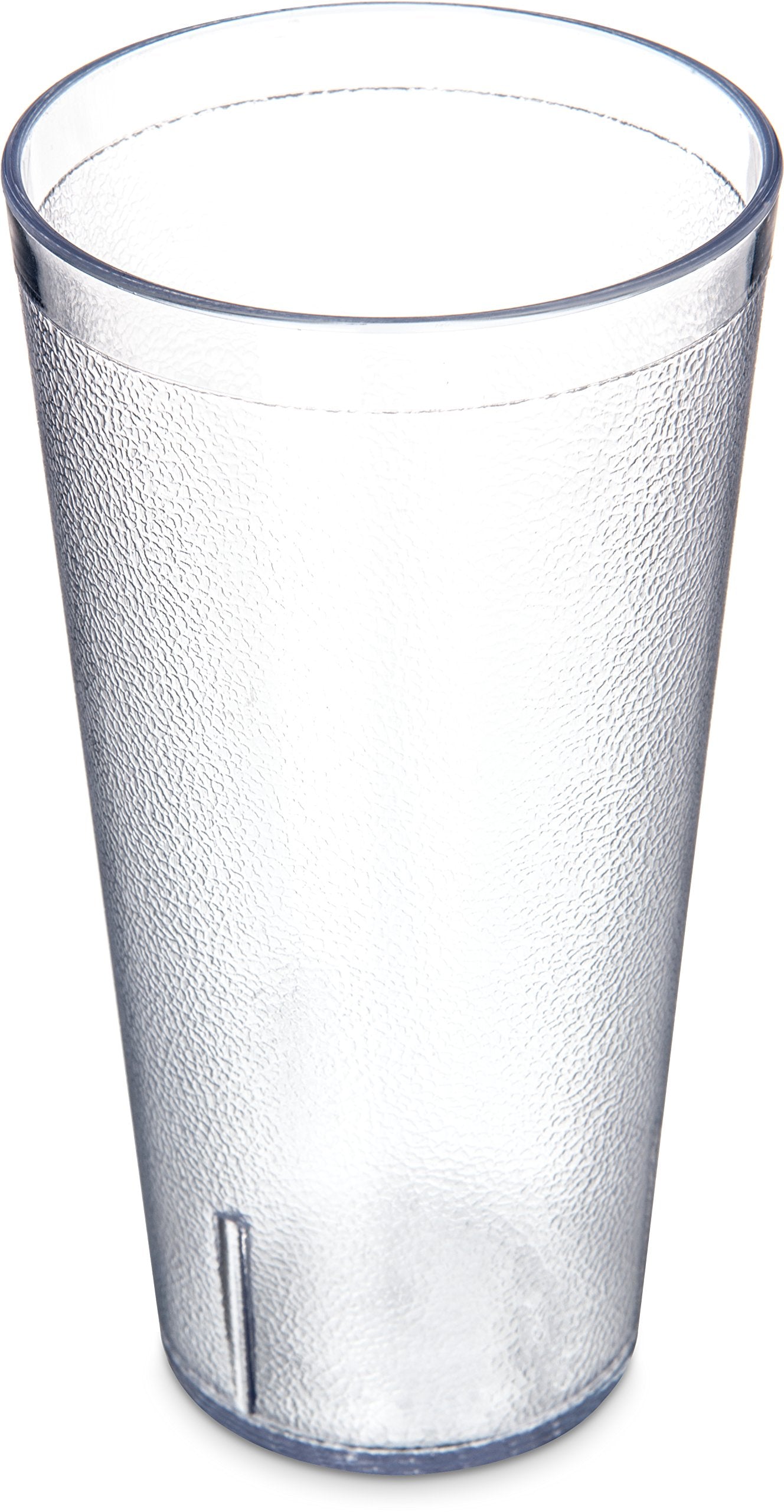 Carlisle stackable tumbler front view showing clear 32oz capacity and clean design benefit