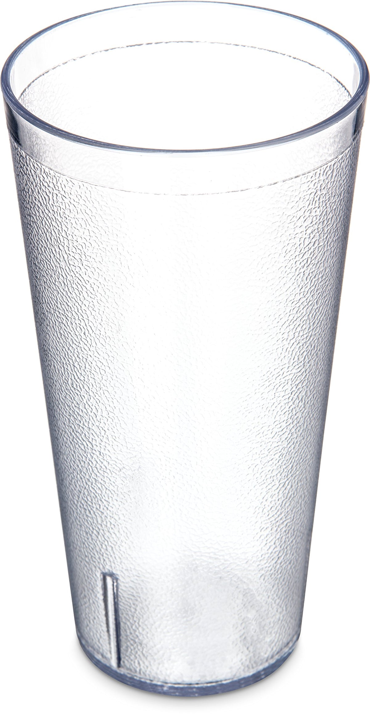 Carlisle stackable tumbler front view showing clear 32oz capacity and clean design benefit