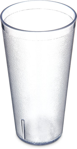 Carlisle stackable tumbler front view showing clear 32oz capacity and clean design benefit