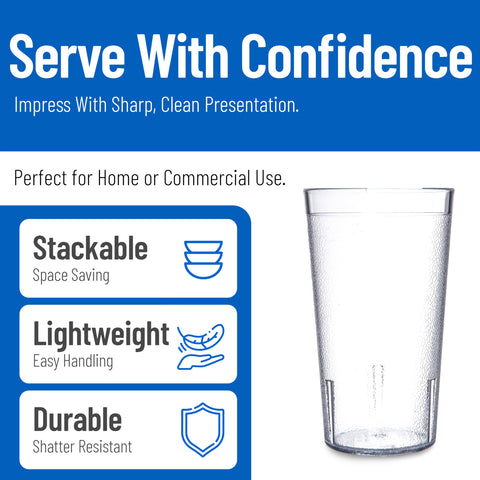 Carlisle tumblers stacked to show space-saving storage and quick access