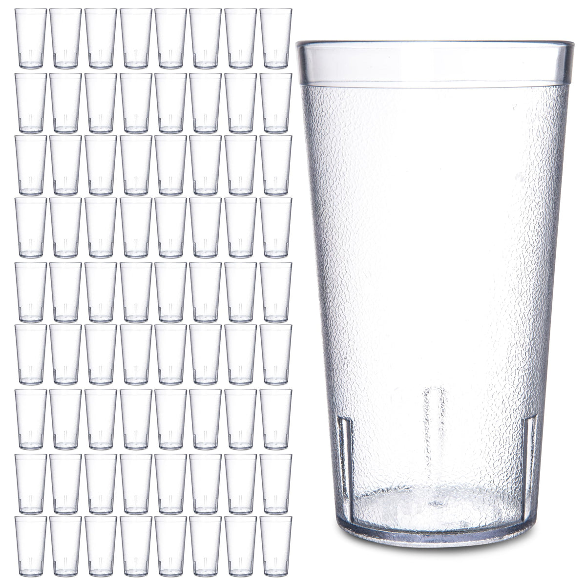 Carlisle front view of 20 oz tumbler showing shape and clarity benefit