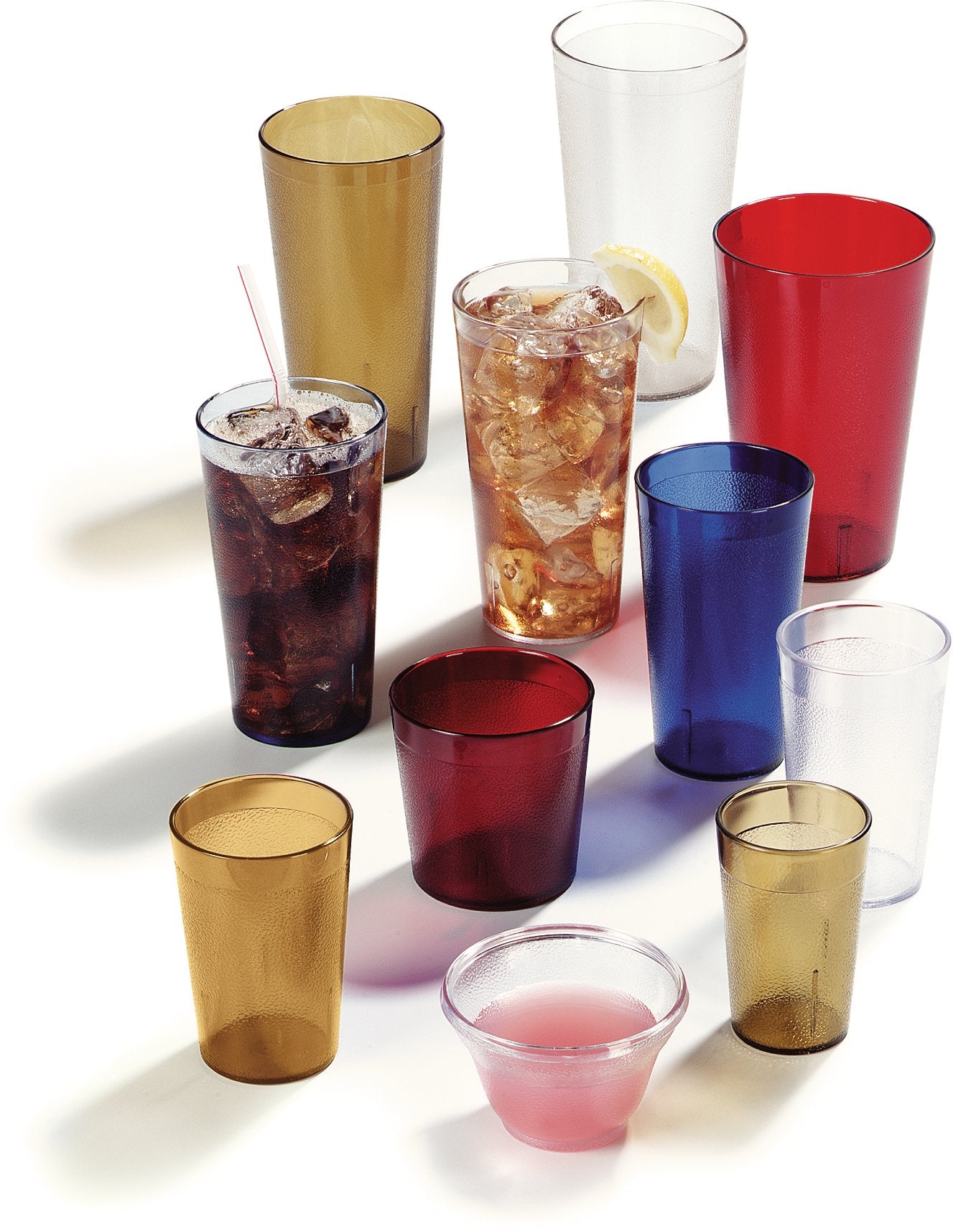 Carlisle tumblers displayed on counter for quick service benefit